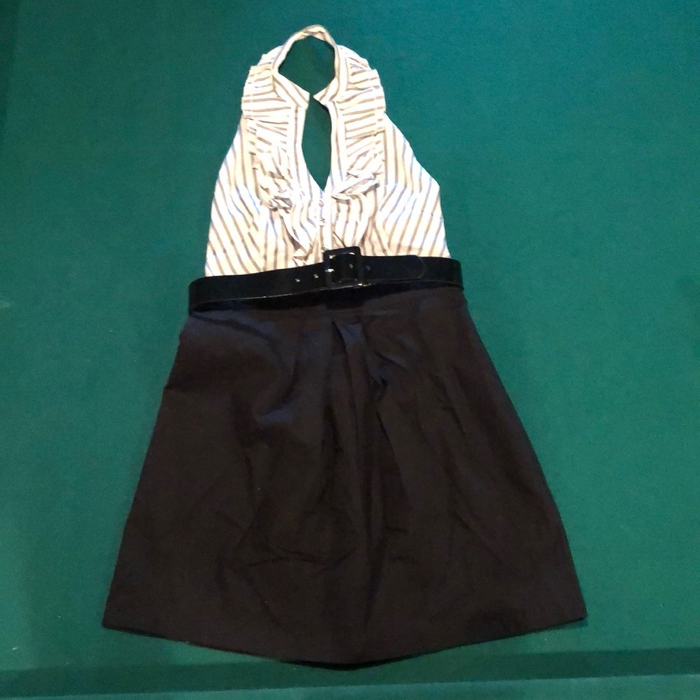 Bebe dressy/dress casual halter-dress black/stripe